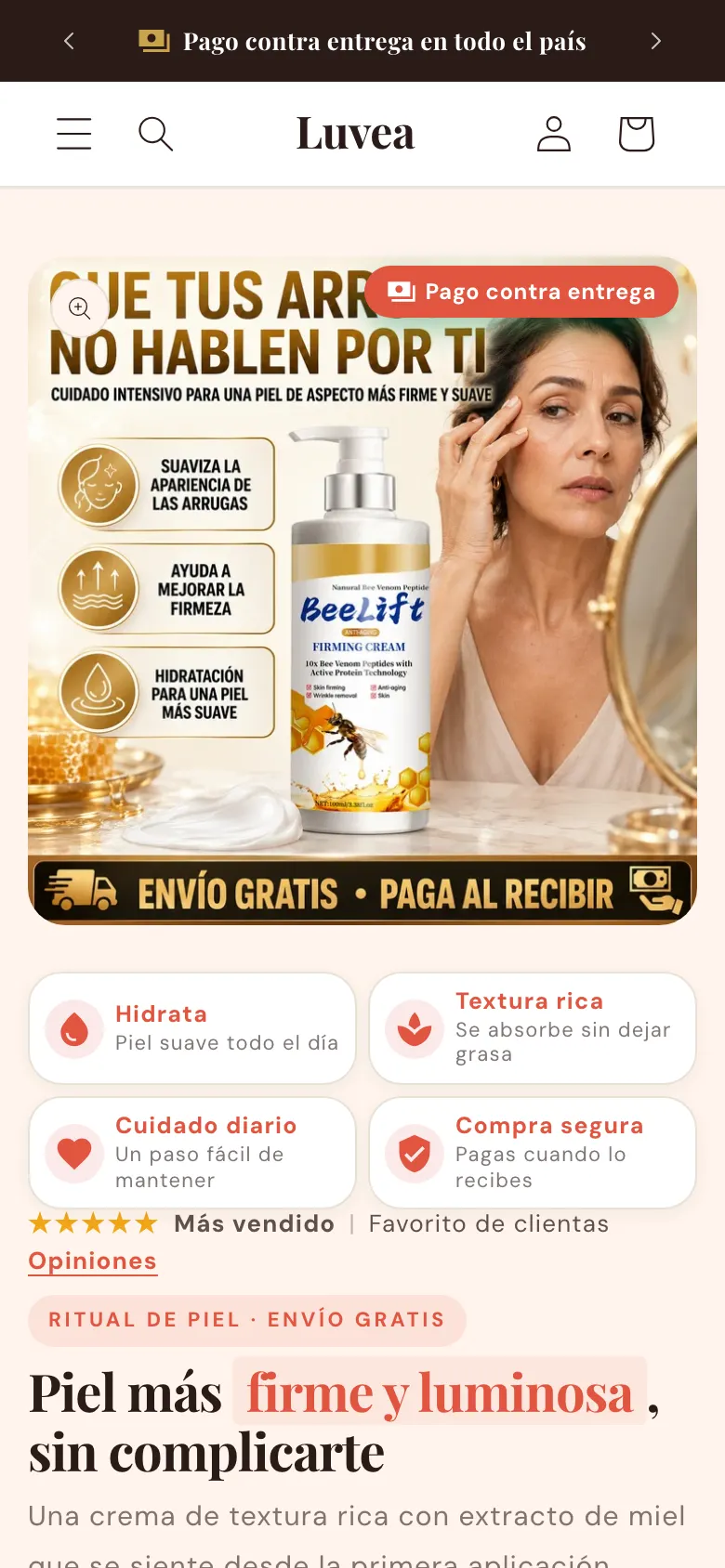 BIZORA en una tienda real, vista móvil