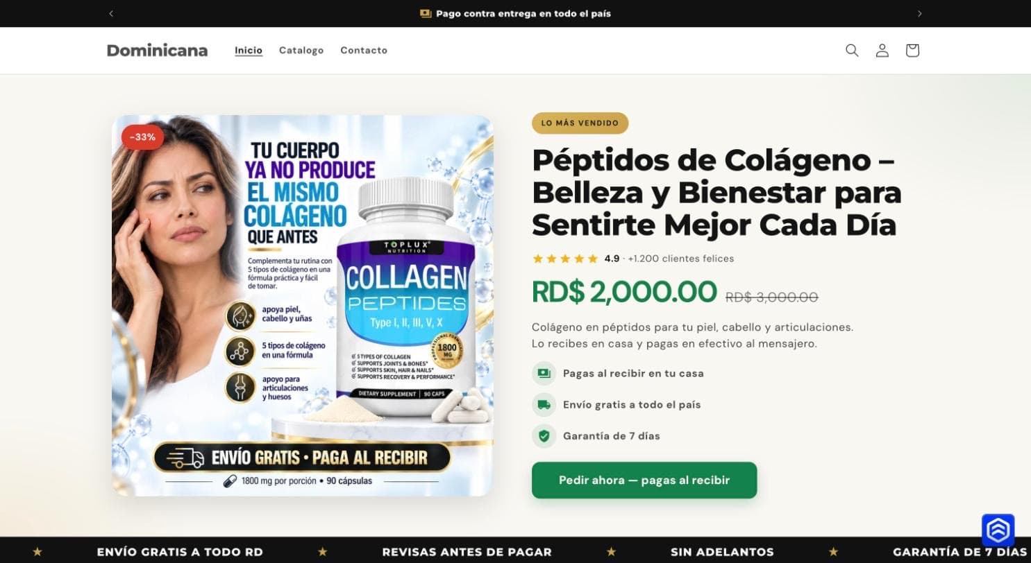 Así se ve una tienda con BIZORA en escritorio