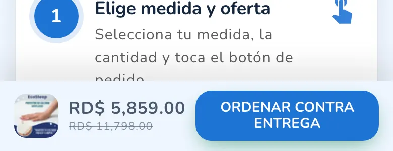 Captura de barra fija de compra en una demo de BIZORA