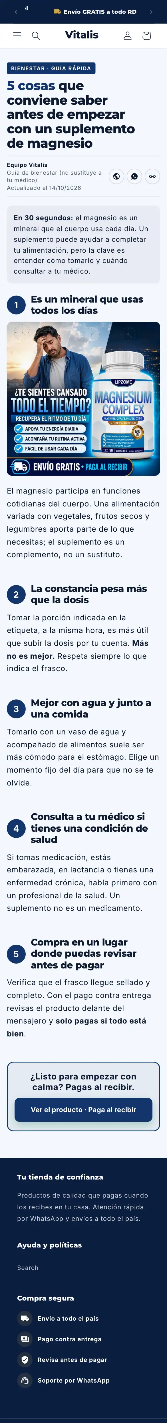 Pre-lander Listicle de Vitalis