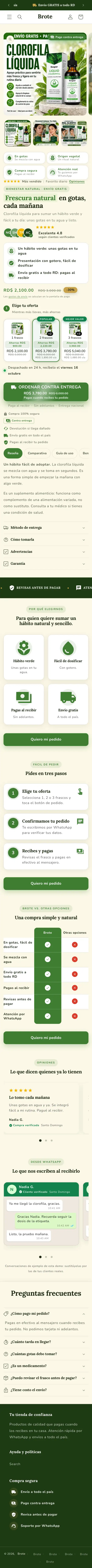 Ficha de producto de Brote, demo de Natural y orgánico
